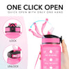 Hyeta 32 oz Water Bottles with Times to Drink and Straw, Motivational Water Bottle with Time Marker, Leakproof & BPA Free, Drinking Sports Water Bottle for Fitness, Gym & Outdoor, Pink-Green