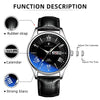 BENYAR Watches for Men, Analog Quartz Chronograph Waterproof Luminous Mens Watches, Leather Strap Business Fashion Designer Dress Men's Wrist Watches, Black