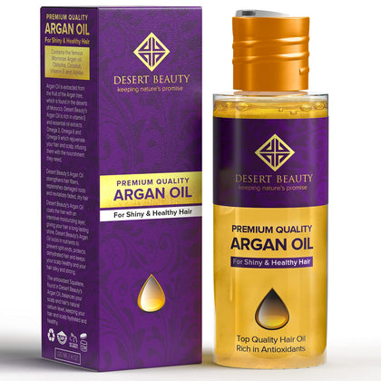 Premium Argan Oil for Hair, Hair Oil Treatment for Dry Damaged Hair, Leave in Hair Growth Oil (120 ML/4 OZ) Moroccan Oil Formula for Conditioning & Hair Loss Prevention by Desert Beauty