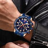 Watch for Men Fashion Casual Waterproof Chronograph Military Mens Watch Analog Quartz Business Watches Blue Silicone Best Mens Wristwatch Gift