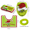 Christmas Decorations - Xmas Bathroom Sets - Grinchs Decor Toilet Seat Cover and Rug for Indoor Home Set of 4 (Red - Green)