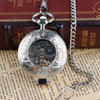 Whodoit Stainless Steel Men Fashion Leisure Pocket Watch Dial Silver Mechanical Mens Fob Chain Watch