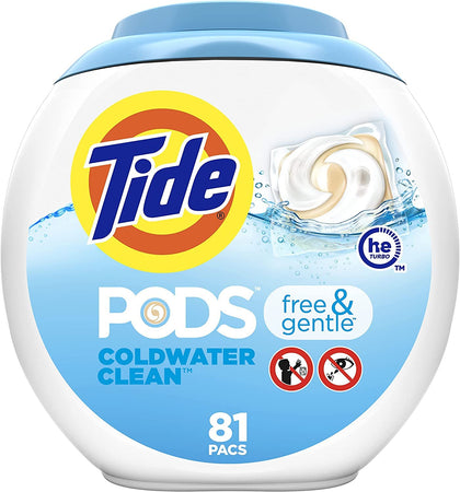 Tide PODS Free & Gentle Laundry Detergent Soap Pods, 81 count