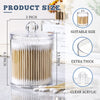 700 Count Cotton Swabs with 1 Dispenser Holder - Bamboo Sticks Cotton Swabs for Ears - Double Round Thick Bamboo Cotton Buds Suitable for Makeup and Cleaning - Clear Plastic Apothecary Jar Containers