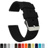 BARTON WATCH BANDS Soft Silicone Quick Release Watch Band Straps, Black, 22mm