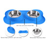 Hubulk Pet Dog Bowls 2 Stainless Steel Dog Bowl with No Spill Non-Skid Silicone Mat + Pet Food Scoop Water and Food Feeder Bowls for Feeding Small Medium Large Dogs Cats Puppies (Small, Blue)