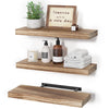 upsimples Floating Shelves for Wall Decor Storage, Brown Wall Mounted Shelves Set of 3, Sturdy Rustic Wood Shelves Hanging for Bedroom, Bathroom, Living Room, Kitchen, Corner, Book