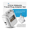 Ceptics China, Malaysia Power Adapter Travel Set, 20W PD & QC, Safe Dual USB & USB-C 3.1A-2 USA Outlet - Compact-Use in Hong Kong, Kuwait, Singapore, Iraq - Includes Type G, I, C SWadAPt Attachments