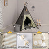 TreeBud Teepee Tent for Kids Stripe Padded Mat Foldable Dark Tone Grey Play Tents for Girl and Boy with Carry Case Wooden Pole Printing Canvas Tepee Playhouse for Child Indoor Outdoor