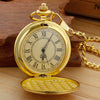 Realpoo Gold Smooth Shield Round Case Quartz Pocket Watch Quartz Movement with Chain-Gold