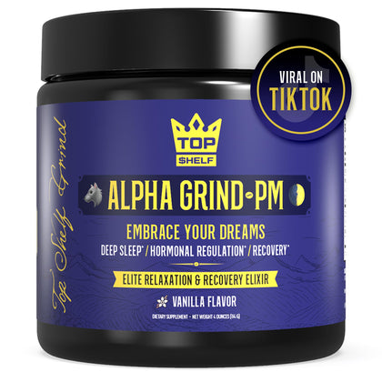 Advanced Sleep Aid for Men, Nootropic Night Time Burner & Anabolic Recovery, Natural Sleep Supplement with Magnesium Glycinate, Apigenin, Selenium - Vanilla Flavor | Alpha Grind PM