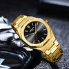 Men's Analog Quartz Waterproof Watches Stainless Steel Gold Watches Luxury Brand Fashion Dress Business Wristwatch (Gold Black)