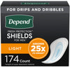 Depend Incontinence/Bladder Control Shields, Pads for Men, Light Absorbency, 174 Count (3 Packs of 58) (Packaging May Vary)