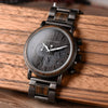 BOBO BIRD Mens Wooden Watches Business Casual Wristwatches Stylish Ebony Wood & Stainless Steel Combined Chronograph with Wooden Box (Grey)