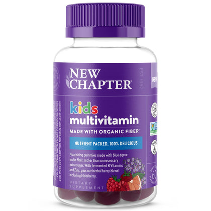 New Chapter Kids Multivitamin Gummies - 50% Less Sugar, Kids Gummy Vitamins with Vitamins C, D3 & Zinc, Non-GMO, Gluten Free, Berry-Citrus, 60ct