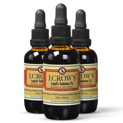 j.crow's® lugol's solution of iodine 2% 2 oz three pack (3 bottles) (expiry -3/31/2026)