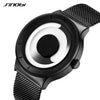 SINOBI Fashion Cool Watch Men Original No Hands Design Watch Men Steel Mesh Men's Watch Clock Relogio Masculino Creative Wristwatch(Black White)