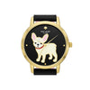 Kate Spade New York Women's Metro Three-Hand Puppy Black Leather Band Watch (Model: KSW9069)