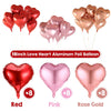 Golray 24pcs Heart Foil Balloons Love Red Pink Gold Rose 18 Inch Mylar Balloon for Valentine Day Decorations Backdrop Balloons Wall Romantic Night Proposal Wedding Anniversary Valentine Party Decor