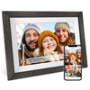 Frameo 10.1 inch Digital Picture Frame WiFi 32GB Smart Digital Photo Frame Wood IPS HD 1280 * 800 1080P Touch Screen Auto-Rotate Easy Setup to use Free Share Photos and Videos Anywhere