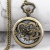 Men's Quartz Pocket Watch with Hollow Dragon Design,Hollow Arabic Numeral White Dial Quartz Pocket Watch Men's Gift