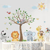 decalmile Forest Baby Animals Wall Decals Elephant Lion Giraffe Wall Stickers Baby Nursery Kids Room Daycare Wall Decor