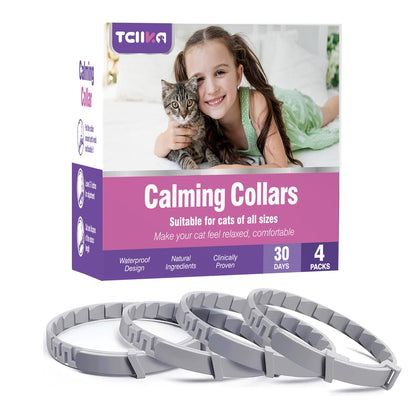 Calming Collar for Cats 4 Pack Calming Cat Collars Anxiety Relief Stress Pheromone Collar for Cats Comfort Cat Calm Collars Adjustable Soother Cats Calming Collars Lasts 30 Days Cats Calming Collar