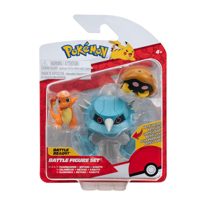 Pokemon Articulated Battle Figure Set Multi-Pack (Charmander, Metang, and Kabuto)