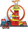 Hot Wheels Toy Car Track Set City Super Loop Fire Station & 1:64 Scale Firetruck, Connects to Other Sets