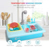 CUTE STONE Color Changing Kitchen Sink Toys, Children Heat Sensitive Electric Dishwasher Playing Toy with Running Water, Automatic Water Cycle System Play House Pretend Role Play Toys for Boys Girls