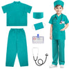 Doctor Costume for Kids,Toddler Nurse Scrubs with Accessories Halloween Cosplay Dress Up Doctor Pretend Playset For Boys Girls 3-11 Years