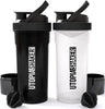 Utopia Home 2-Pack Shaker Bottle - 24 Ounce Protein Shaker Plastic Bottle for Pre & Post workout with Twist and Lock Protein Box Storage(All Black & Clear/Black)