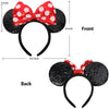 UNSPAZ Mouse Ears Headbands, Sequin Mouse Ears for Women Girls Boys, Shiny Bow Headband for Cosplay Costume Party Decorations Hair Accessories (Polka Dots)