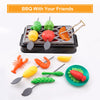 Zero Zoo 105Pcs Kids Kitchen Toy Accessories, Toddler Pretend BBQ Camping Cooking Playset, Play Pots, Pans, Utensils Cookware Toys, Play Food Set, Vegetables, Learning Gift for Girls Boys