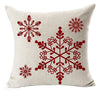 Set of 4 Happy Winter Beige Shadow Let It Snow Snowflakes in Red Merry Cotton Linen Throw Pillow Case Personalized Cushion Cover Decorative Square 18 Inches