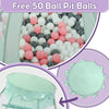 Wilhunter Baby Ball Pit for Toddler with 50 Balls, Kids Pop Up Play Tent for Girls, Princess Toys for Children Indoor & Outdoor Playhouse with Carry Bag (Celadon: Pink/White/Gray, 109x90cm/50 Balls)