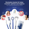 Mentadent Complete Oral Care Kit - Toothbrush, Dental Pick, Tongue Scraper, Dental Mirror & 8 Floss Picks with Travel Case - Dental Tools for Oral Care - Promotes Oral Hygiene, Dentist Recommended