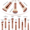 OMANIAC Professional Makeup Brushes Set, 12 Brown Make Up Brushes, Premium Synthetic Powder, Eyeshadow, Blush, Foundation, Blending, Full Face Make Up Brushes Set, Perfect Birthday Gifts for Women.