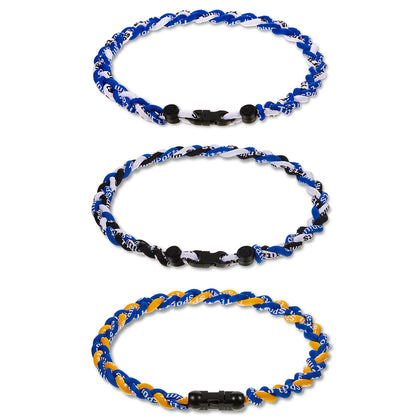 Junkin 3 Pieces Baseball Necklaces Three Braided Rope Tornado Necklaces Sports Titanium Necklace Baseball Rope Necklaces for Boys Men Player Softball Fans Sports (Vivid Style)