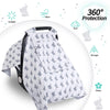 Baby Car Seat Cover, Infant Carseat Canopy with 3 Layers Windows, Breathable Mesh Peep Window, Kick-Proof Carrier Cover for Boys Girls, Windproof Stroller Cover Shower Gift for Newborn (Elephant)