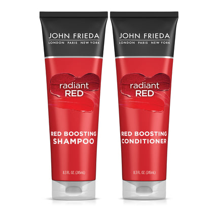 John Frieda Red Enhancing Shampoo & Conditioner Bundle, Radiant Red Shampoo & Conditioner for Red Hair, Helps Enhance Red Hair Shades, with Pomegranate and Vitamin E