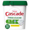 Cascade Free & Clear ActionPacs, Dishwasher Detergent, Lemon Essence, 62 Count