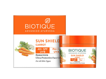 Bio Carrot Face and Body Sun Cream SPF 40 UVA/UVB Sunscreen by Biotique