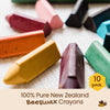 Honeysticks Triangular Crayons - 100% Pure Beeswax, Food Grade Colors, Non Toxic Crayons for Baby, Toddlers ages 1-3,2-4, Triangle Shape for Pencil Grip Development. Handmade in New Zealand, 10 Pack