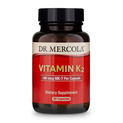 Dr. Mercola Vitamin K2, 90 Servings (90 Capsules), 180 mcg MK-7 Per Capsule, Dietary Supplement, Promotes Healthy Arterial Function, Non-GMO