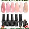 Beetles Gel Nail Polish Kit, 6 PCS Jelly Gel Polish Nude Pink Color Gel Neutral Nail Art Design Translucent Christmas Gel Nail Kits Soak Off Uv Nail Lamp Cured Nail Manicure DIY Home for Women