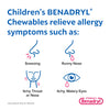 Benadryl Children's Allergy Chewables with Diphenhydramine HCl, Antihistamine Chewable Tablets for Relief of Allergy Symptoms Like Sneezing, Itchy Eyes, & More, Grape Flavor