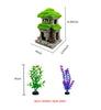 AWXZOM Fish House for Aquarium Aquarium Decorations Fish Hideout Fish Tank House with Lifelike Moss, Come with 2 pcs 4 inch Artificial Aquarium Plants