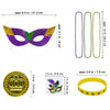 Winlyn 144 Pcs Mardi Gras Party Accessories Set Bulk Mardi Gras Bead Necklaces Masquerade Mardi Gras Coins Temporary Tattoos Rubber Bracelets for Mardi Gras Parade Masquerade Party Décoration