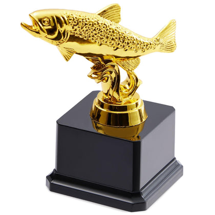 Juvale Small Fish Trophy, Golden Fishing Award for Tournaments and Competitions (3x5 in)